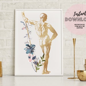 Muscular System Print Massage Therapist Doctor Office Decor LMT Gift Graduation Massage Studio Anatomy Art Human Male Body Download Muscle