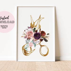 Hair Stylist Floral Salon Wall Art parlour medspa Scissor Hairdresser Print Printable Download Sign Esthetician Spa Beauty Decor Barber