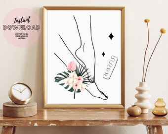 Pedicure Tool Art Decor Nail Technician Gift Bar Line Mono Cosmetology Parlour Minimal Beauty Salon Esthetician Poster Print Room Med Spa
