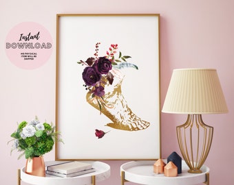 Chiropodist Office Decor Floral Print Podiatric Physician Doctor Of Podiatry DPM Graduation Foot Art Massage therapist reflexology biology