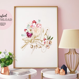 Inner Ear Anatomy Floral Print AUD Graduation ENT Medical Poster Doctor Office Wall Art Graduation Nursing Anatomical Speech Therapist Gift