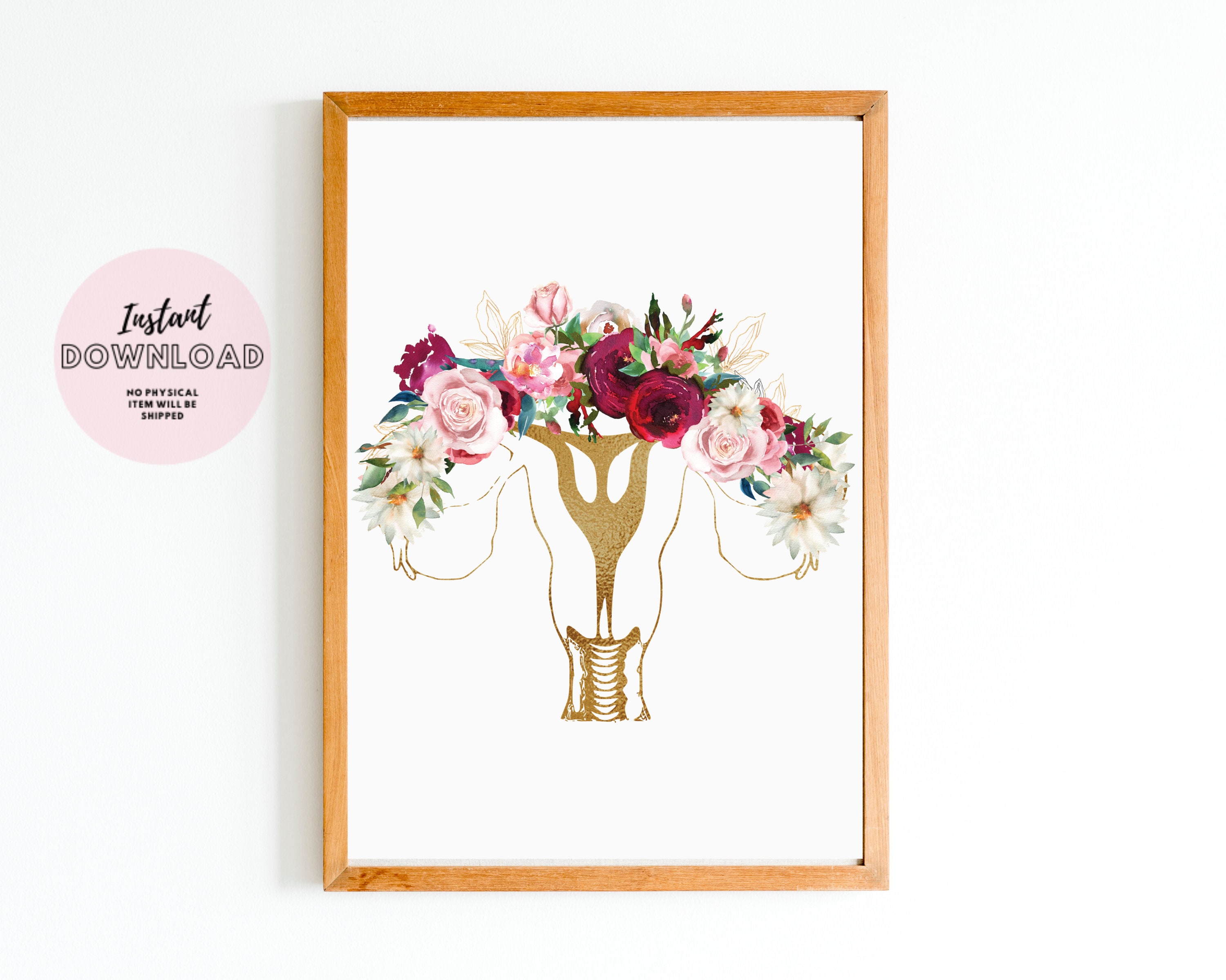 Floral Uterus Anatomy Art, Obgyn Residency Gift Print Gynecologist Gift ...