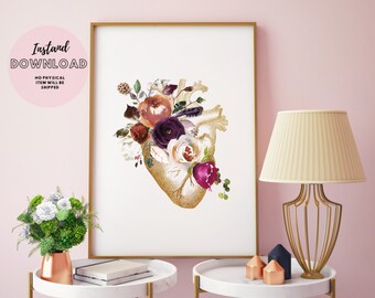 Cardiac Nurse Gift Medical Student Graduate Cardiologist Heart Anatomy Doctors Office Decor Anatomical medical poster cardiology art print
