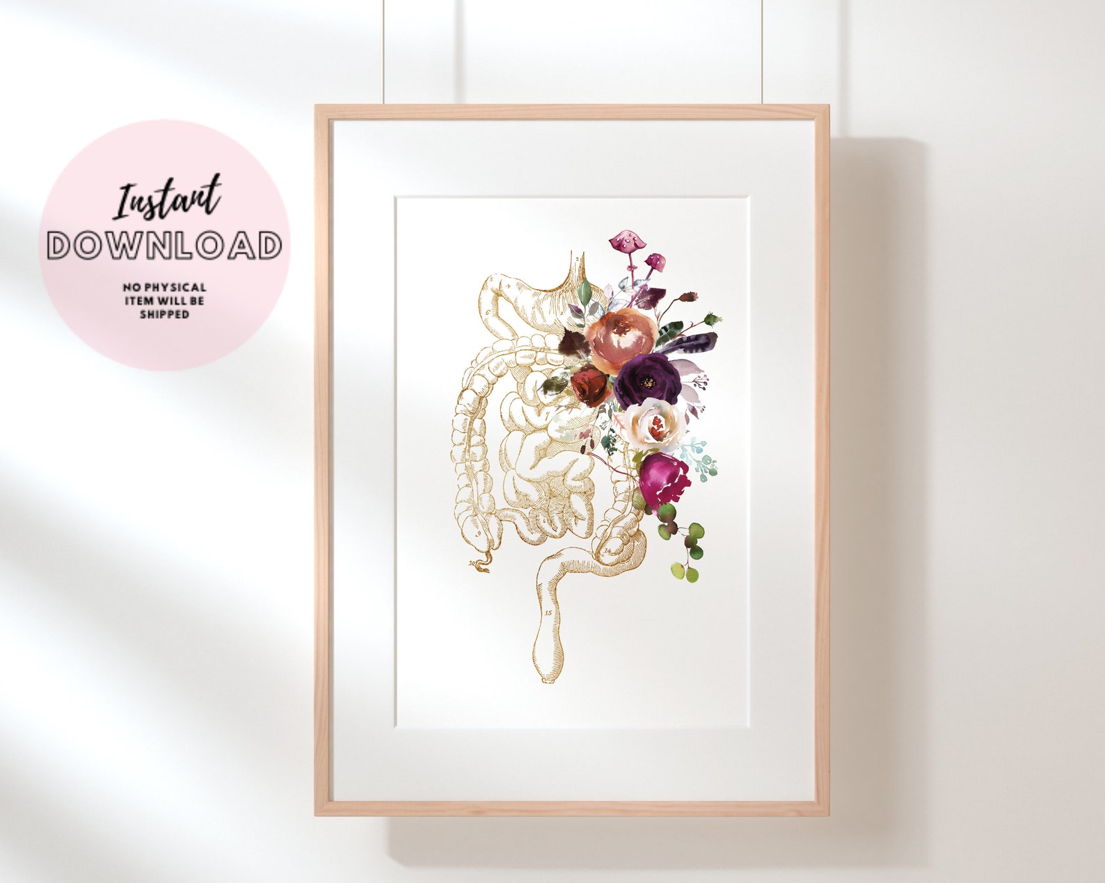 Internal Human Organs Floral Anatomy Print Gastroenterologist Gift ...