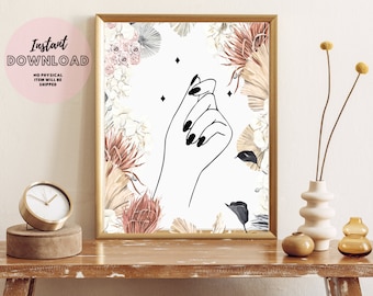 Nail Technician Gift Art Bar Decor Boho Pedicure Line Single Mono Bathroom Parlour Minimal Beauty Salon Spa Estetista Poster Stampa Capelli
