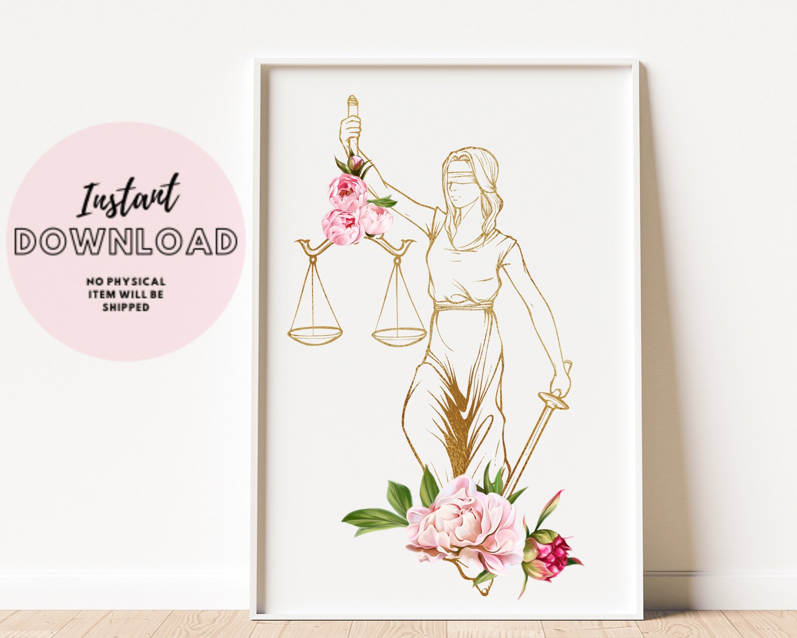 Gallery Wall Art Lawyer Office Decor Set of 4 Prints Lady Justice Gavel