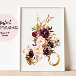 Floral Scissor Hairdresser Print Hair Stylist Gift Modern Salon Wall Art Poster Download Sign Esthetician Spa Beauty Decor Barber beautician
