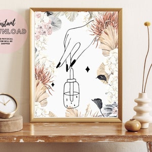 Manicure Nail Serum Art Decor Technician Gift Bar Line Mono Cosmetology Parlour Beauty Salon Esthetician Print Med Spa Wellness Poster