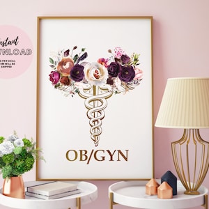 OBGYN Afstuderen kunst aan de muur Gift Gynaecoloog Office Decor Verloskundige afdrukbaar Gynaecologie Student Vroedvrouw Doula Medisch symbool print poster