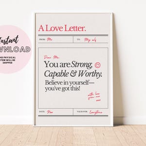 A Love Letter Dear Me Selbstliebe Pflege Motivationszitat Poster Pink Girly Trendy Wohnheim Wand Kunst Inspirational Print Affirmation Täglich