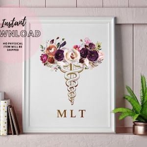 Medical Laboratory Technician Gift, MLT Print Technologist Lab Tech Office Decor Student Graduation Scientist Clinical Biology Chemistry Art