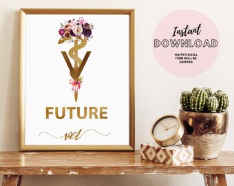 Future New Veterinarian Gift Printable Vet Office Wall Art Clinic Decor Caduceus Snake Print Student School Technician Veterinary Science