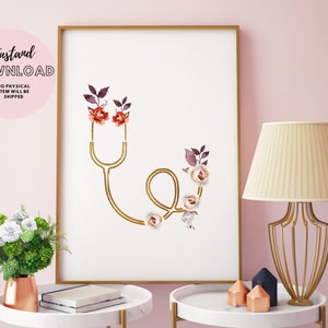 Stethoscope Wall Art Print New Doctor Office Decor Medical School Student Graduation Gift Printable Nurse Appreciation Poster Retirement