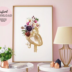Anatomical Heart Print Download, Poster Heart Anatomy Print, Doctor&#39;s Office Decor, Medical Office Decor, Heart Surgeon Gift, Cardiac Art