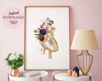 Anatomical Heart Print Download, Poster Heart Anatomy Print, Doctor's Office Decor, Medical Office Decor, Heart Surgeon Gift, Cardiac Art