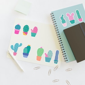 Kaktus Sticker Set, Kaktus Sticker Set, Scrapbook Sticker, Laptop Aufkleber, Wasserfeste Sticker, Sticker Sheets, Kaktus