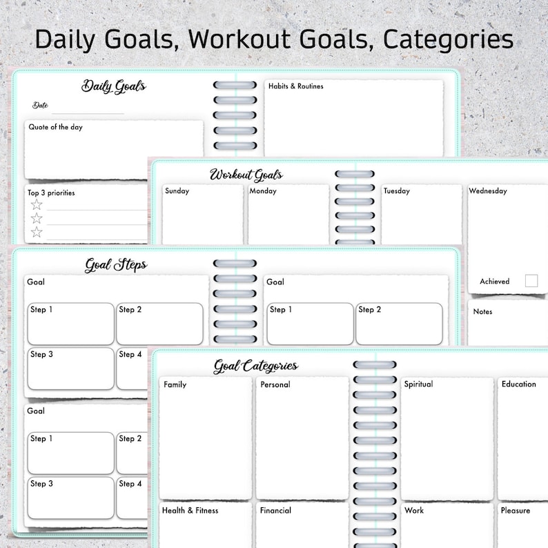 OneNote Goal Planner Yearly Monthly Weekly Daily Goals | Etsy