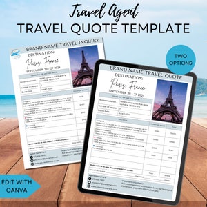 Travel Agent Quote Template, Vacation Quote Template, Vacation Agent, Travel Quote Template, Instant Download, Canva Editable Template