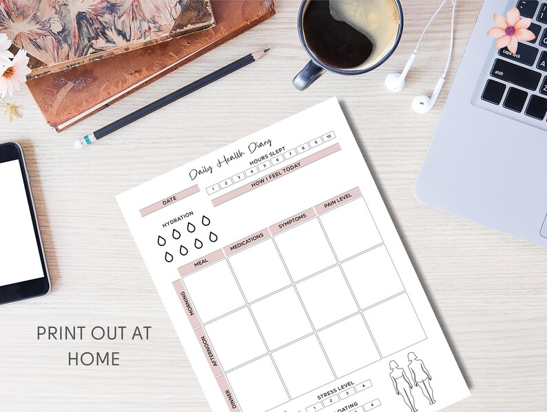 Daily Health Diary, Printable Comprehensive Tracking for Well-being ...