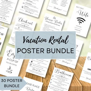 Airbnb-posterbundel, bord aankomst gast, huisregels, wifi-bord, sjabloon vakantiewoning, bewerkbare canvassignalisatie