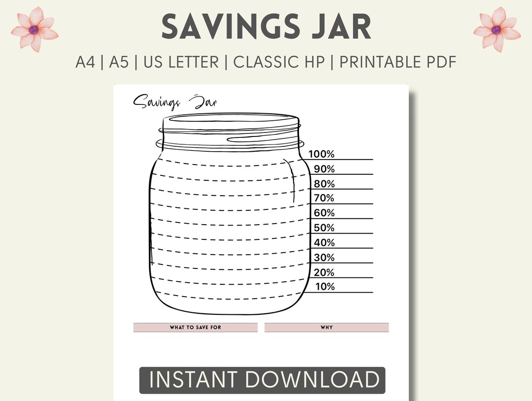 Printable Savings Jar Tracker, Personal Finance and Budgeting, Savings ...