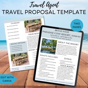 Travel Agent Proposal Template: Customizable Itinerary (Canva Template)
