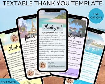 Travel Agent Thank You Card Templates: Textable Canva Designs (Digital Download)
