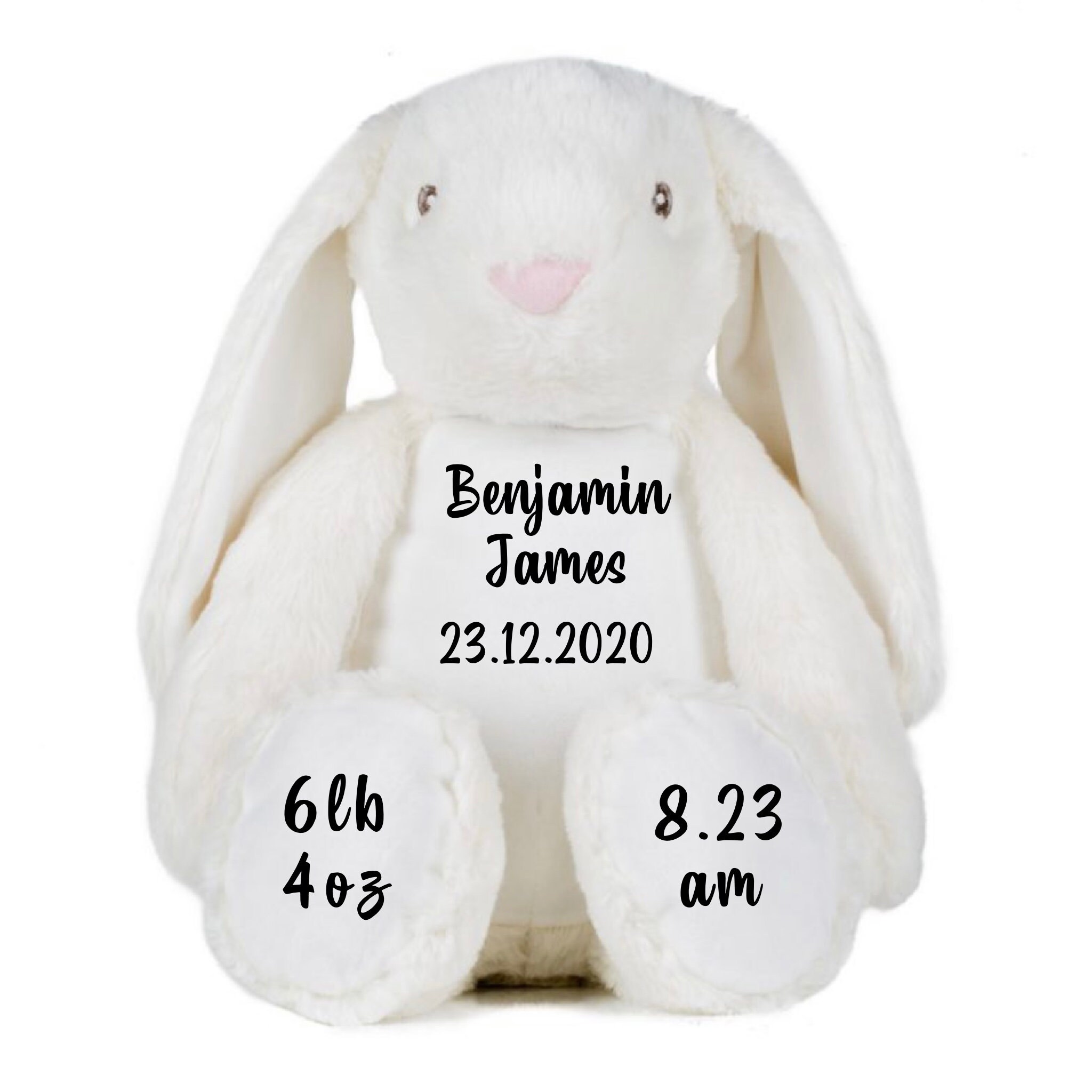 Personalised Plush Soft Toy Bunny Newborn Baby Boy Girl Name Etsy