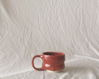 Handmade ceramic mug / red speckled glaze