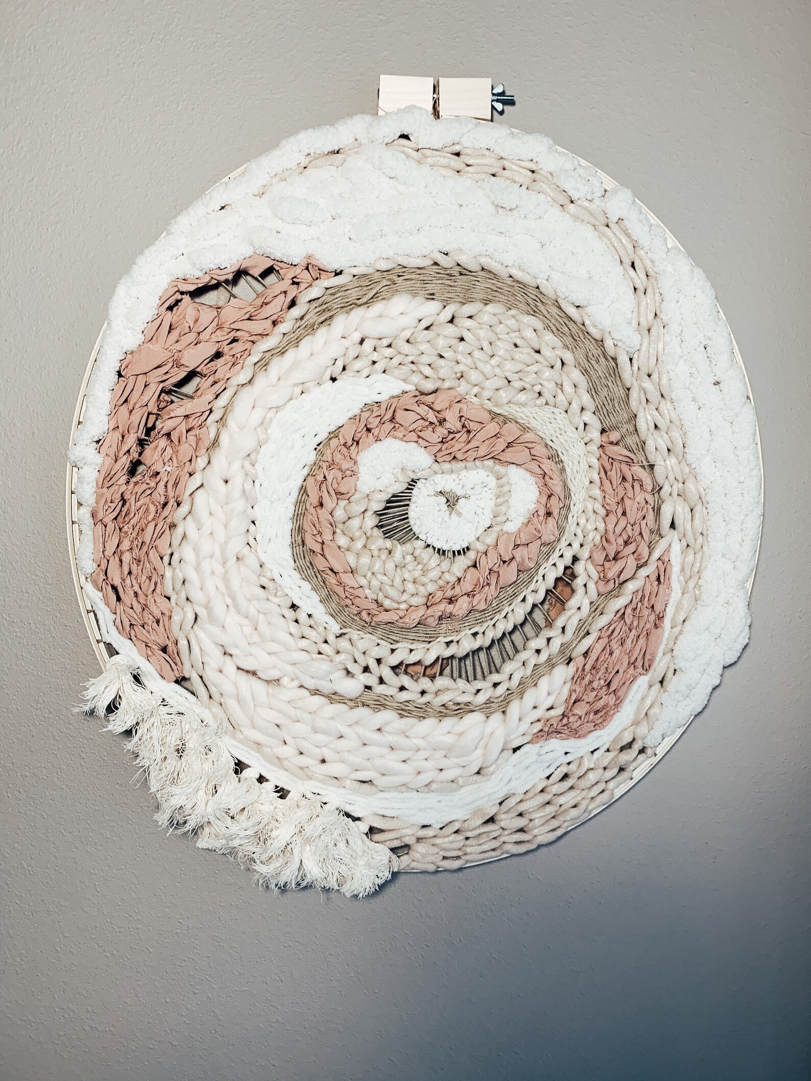 XXL pink and natural oval wall hanging Etsy