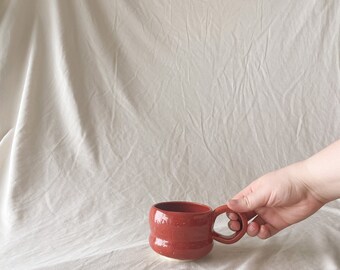 Handmade ceramic mug / red speckled glaze