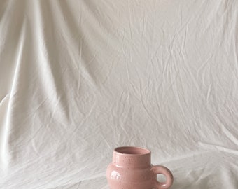 Handmade ceramic mug / light pink speckled glaze
