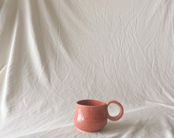 Handmade ceramic mug / pink speckled glaze