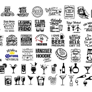 Pacchetto di citazioni sull'alcol, alcol divertente, SVG, PNG, DXF