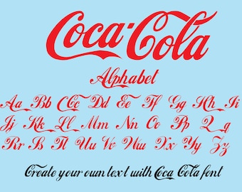 Coca Cola Font, Alphabet, SVG, PNG, DXF