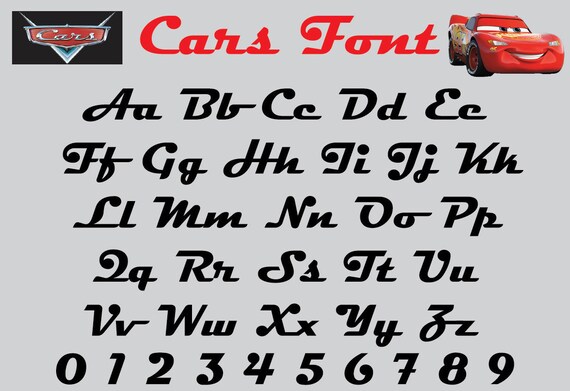 Cars Alphabet SVGPNG Disney font | Etsy