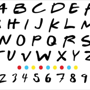 Lettertype Vrienden, alfabet, SVG, PNG, DXF