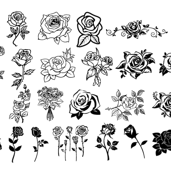 Lot de roses, SVG, PNG, DXF