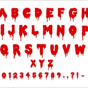 Police de caractère, alphabet dégoulinant, SVG, PNG, DXF