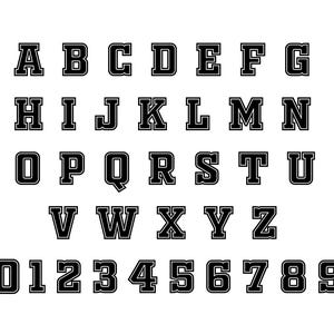 Varsity-Schrift, College-Alphabet, SVG, PNG, DXF