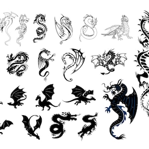 Dragon Bundle, Silhouette, SVG, PNG, DXF
