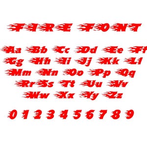 Alphabet feu, police flamme, SVG, PNG, DXF