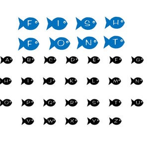 Fish Alphabet, Font, SVG, PNG, DXF - Etsy UK