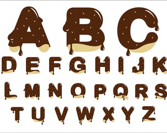 Chocolate Letters, Alphabet, SVG, PNG, DXF