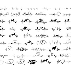 Pacchetto battito cardiaco, SVG, PNG, DXF