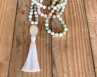 Inner Peace 108 Mala Necklace Japa Mala Yoga Gift Prayer Beads Hand knotted mala, handmade tassel, meditation beads, AAA quality