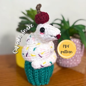 Cupcake Snake Crochet Pattern, Amigurumi Crochet Pattern, snake crochet pattern, cupsnake, crochet snake, crochet plush, food animal pattern