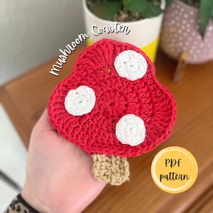 Easy Mushroom Coaster Crochet Pattern, crochet coaster, easy crochet pattern, crochet coaster pattern, crochet pattern, mushroom crochet
