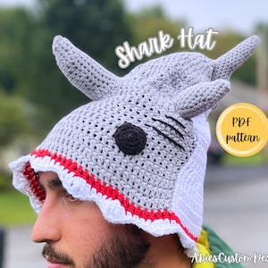Crochet Shark Hat Crochet Pattern, Crochet Pattern, Shark Hat, Crochet Shark Hat, Shark, Crochet Shark, Crochet Hat, Cotton Yarn, Cotton Hat