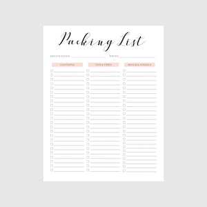 Packing List | Printable | Digital Download